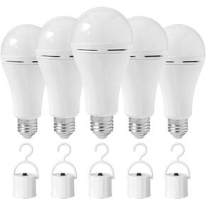 6 Pack Rechargeable Emergency LED Bulb, Multi-Function Battery Backup Emergency Light for Power Outage Camping Outdoor Activity 9W 900LM 60W Equivalent White Daylight 6000K with E26/E27 Base