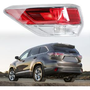 munirater Left Outer Tail Light Driver Side Rear Brake Taillight Assembly Replacement for 2014-2016 Toyota Highlander 815600E100 TO2804120 13449489