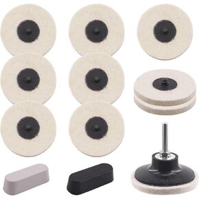 13Pcs 3" Compressed Wool Fabric Disc Felt Polishing Buffing Pads Wheels Compounds Kit with Black Emery, White Diamond for Polishing and Buffing