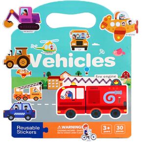 3 Pack Reusable Sticker Books for Toddlers 3+ Years, Vehicle Dinosaur Space Themed Sticker Books for Toddlers, Birthday Gifts Stickers for Kids Toddler Boys Girls