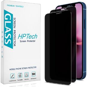 HPTech (2 Pack) Privacy Screen Protector Designed for iPhone 12 Mini (5.4-Inch) Anti-Spy Tempered Glass, Anti Scratch, Bubble Free