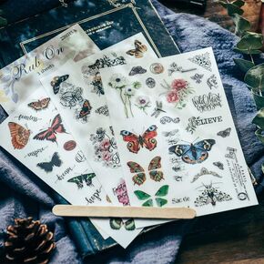 KSCRAFT Butterfly Rub On Transfer Sticker Scrapbook Sticker Journal Sticker for Adult Sticker of Sewing Handicraft Decor Sticker for Card Making Diary Album DIY Art and Craft
