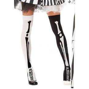 Halloween Skeleton Socks Cosplay Costume Party Halloween Cosplay Party Socks Halloween Horror Nights Knee High Stockings 1 Pair One White One Black