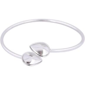 5pcs Stainless Steel Bezel Bangle Bracelet Blanks Fit 10x14mm Teardrop Stone Cabochon Bracelets Setting Trays DIY Findings