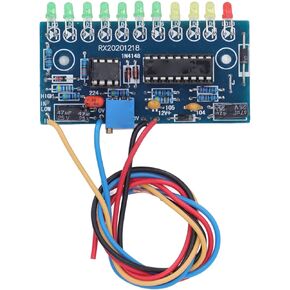 LED Audio Level Indicator Module, LED Audio Level Module LED Audio Level Board 12V 250MA PCB Material 10 Segments 11 pcs 3mm LED Audio Level Indicator Board for VU Meter Preamp