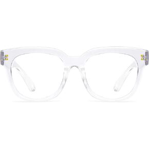 FEISEDY Retro Square Anti Blue Light Blocking Glasses Women Thick Oversized Computer Eyeglasses Double Metal Studs B2689
