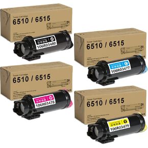 Phaser 6510/ Workcentre 6515 Extra High Capacity Toner Cartridge (BK/C/M/Y, 4-Pack) 106R03480 106R03477 106R03478 106R03479 Toner VASRINK Compatible Replacement for Xerox 6510, WorkCentre 6515 Printer