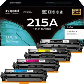 خراطيش حبر 215A 4 عبوات (مع رقاقة)، ​​متوافقة مع HP 215A لطابعات HP Color LaserJet Pro MFP M182nw M183fw M155 M182 M183 Series 丨W2310A W2311A W2312A W2313A (أسود سماوي أصفر أرجواني)