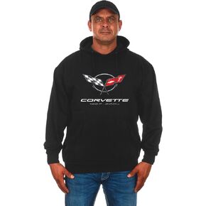 JH DESIGN GROUP Mens Chevy Corvette Hoodie C5 Series Logo Black Sweatshirt