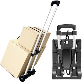 Aluminum Folding Hand Trucks,Small Folding Hand Truck Dolly with 2 Wheels,Collapsible Cart Portable Dolly,Lightweight Travel Hand Truck/Heavy Duty Moving Dolly for Airport Travel Moving Use