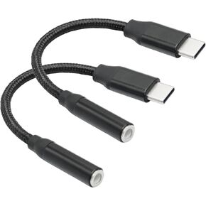 USB C to 3.5mm Headphone Jack Adapter Cable 2inch, USB Type C Male to 1/8'' 3.5mm Female Aux Audio Dongle Cable Cord, for USB Type C Port Cell Phone Not Have a 3.5mm Audio Output Device(Black)