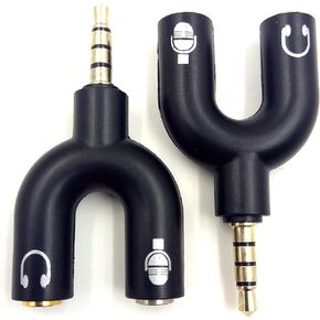2 حزمة محول مقسم سماعة الرأس، Haokiang U شكل 3.5 ملم 4 أقطاب ذكر إلى 2 × 3 أقطاب أنثى سماعة رأس Y مقسم لسماعات رأس ستيريو الصوت والميكروفون in Kuwait