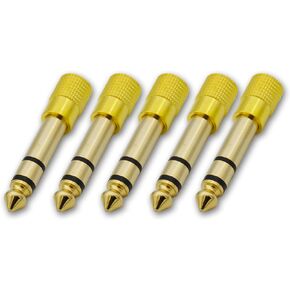 1/8 to 1/4 Adapter,Gold Plated 6.35mm Male to 3.5mm Female Stereo Headphone Jack Adapter All-Metal for Aux Adapter,Guitar, Headphones, Amplifier,Non-Slip Design - 5 Pack