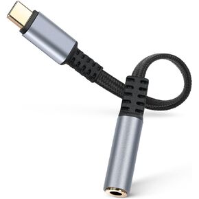 USB C to 3.5mm Jack Compatible with Samsung Galaxy S22 S21 S20 Ultra Note 20, Huawei Mate 40/P30, Xiaomi, Type C Headphone Adapter, Aux Digital Audio Earphone Adaptor, Angled Hi-Res DAC Adaptor