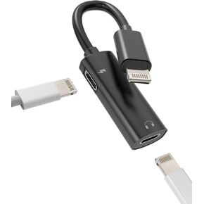 Iphone Headphone Adapter Audio and Charge Dongle Jack Splitter 2 in 1 Dual Lightning Adaptador Para Charger AUX Cable MFI Certified Compatible for 13 12 11 Pro Max Mini Xs Se 7 X Xr 8 Plus Music