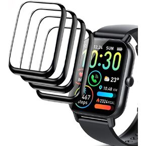 [4-Pack] Full Coverage 3D Curved Edge Frame Case Friendly Anti Scratch Screen Protector Compatible With P66D 1.85" Nerunsa Ddidbi Dotn and Aptkdoe Smart Watch Smartwatch