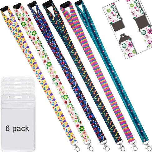 YOUOWO 6 Pack lanyards for id badges Cruise cute Lanyard for keys kids Women id Badge Holder lanyard for Hall Pass card holder Lanyard for Ship Card Breakaway safety Office Neck Lanyards in Saudi Arabia