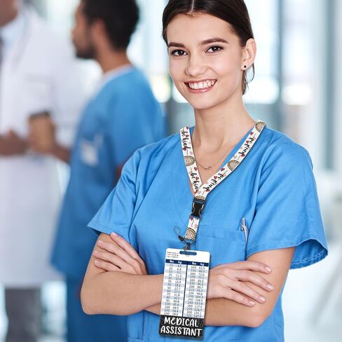 Plifal Medical Assistant Badge Buddy Card Holder Nursing Accessories Light Rose Vertical ID Name Identification Tags Nurse Work Items W Height & Weight Conversion Charts in Saudi Arabia
