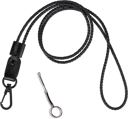 Lanyard, Leather Braided Long Neck Lanyard Key chain for Men Women Office Adjustable Lanyards with Metal Clasp in Saudi Arabia