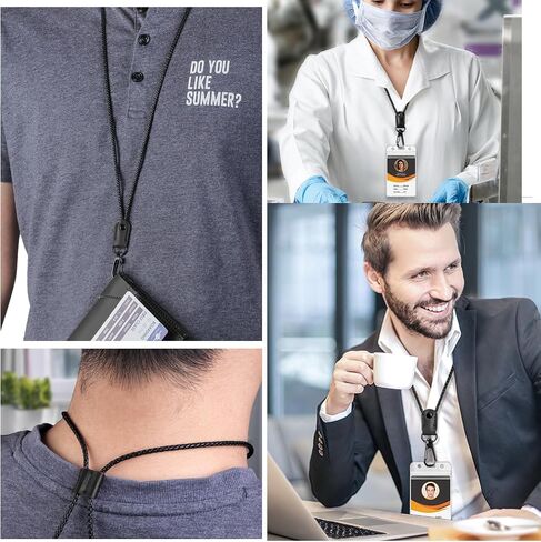 Lanyard, Leather Braided Long Neck Lanyard Key chain for Men Women Office Adjustable Lanyards with Metal Clasp in Saudi Arabia