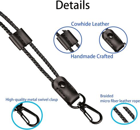 Lanyard, Leather Braided Long Neck Lanyard Key chain for Men Women Office Adjustable Lanyards with Metal Clasp in Saudi Arabia