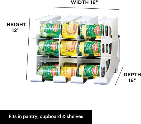FIFO Countertop Can Tracker Hold Up To 54 Standard 10 to 15 Oz Can Sizes, White Stackable & Adjustable Can Organizer for Pantry | Rotating Canned Food and Soda Storage Kitchen Organizer (4 Pack) in Saudi Arabia