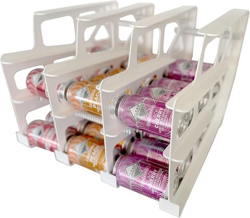 FIFO Countertop Can Tracker Hold Up To 54 Standard 10 to 15 Oz Can Sizes, White Stackable & Adjustable Can Organizer for Pantry | Rotating Canned Food and Soda Storage Kitchen Organizer (4 Pack) in Saudi Arabia