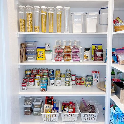 FIFO Countertop Can Tracker Hold Up To 54 Standard 10 to 15 Oz Can Sizes, White Stackable & Adjustable Can Organizer for Pantry | Rotating Canned Food and Soda Storage Kitchen Organizer (4 Pack) in Saudi Arabia