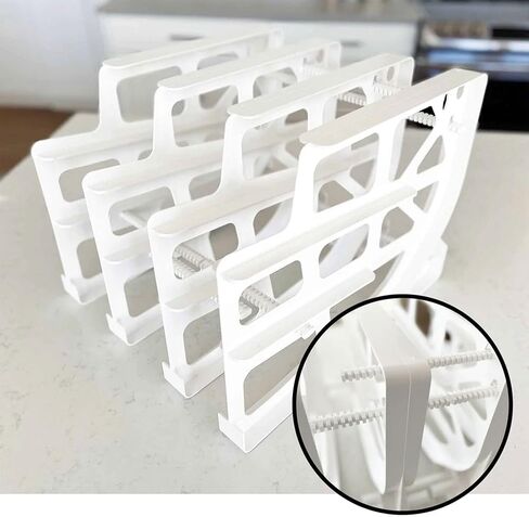 FIFO Countertop Can Tracker Hold Up To 54 Standard 10 to 15 Oz Can Sizes, White Stackable & Adjustable Can Organizer for Pantry | Rotating Canned Food and Soda Storage Kitchen Organizer (4 Pack) in Saudi Arabia