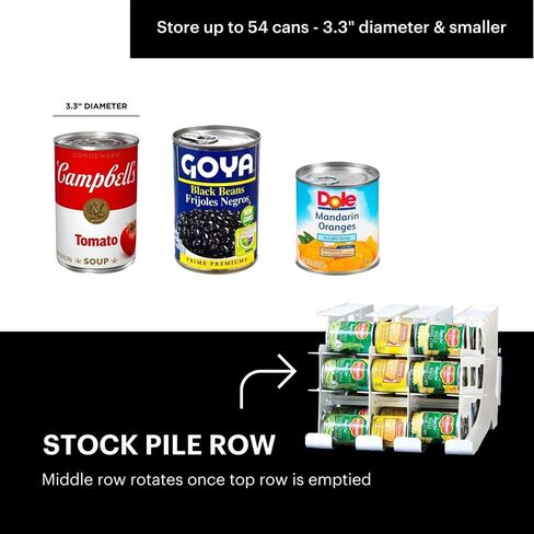 FIFO Countertop Can Tracker Hold Up To 54 Standard 10 to 15 Oz Can Sizes, White Stackable & Adjustable Can Organizer for Pantry | Rotating Canned Food and Soda Storage Kitchen Organizer (4 Pack) in Saudi Arabia