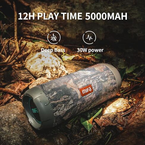 مكبرات صوت بلوتوث محمولة من MIFA مع أضواء، فتحة بطاقة Micro SD، منفذ USB C، IPX7 مقاومة للماء للمنزل، الدراجة، 30 وات، أسود in Kuwait