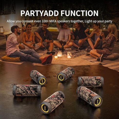 مكبرات صوت بلوتوث محمولة من MIFA مع أضواء، فتحة بطاقة Micro SD، منفذ USB C، IPX7 مقاومة للماء للمنزل، الدراجة، 30 وات، أسود in Kuwait