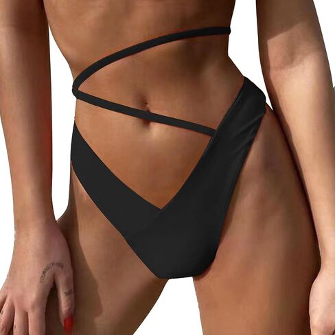 Women's V Cut Bikini Bottoms Strappy High Leg Extra Cheeky Swimsuit Bathing Suit Bottom in Saudi Arabia