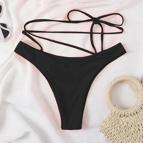 Women's V Cut Bikini Bottoms Strappy High Leg Extra Cheeky Swimsuit Bathing Suit Bottom in Saudi Arabia