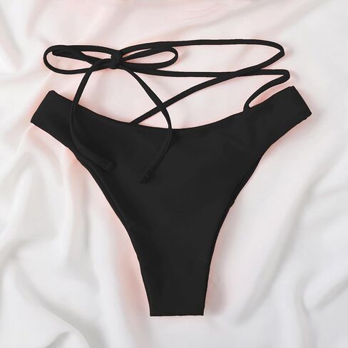 Women's V Cut Bikini Bottoms Strappy High Leg Extra Cheeky Swimsuit Bathing Suit Bottom in Saudi Arabia