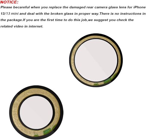 قطعتان بديلتان للعدسة الزجاجية الأصلية للكاميرا الخلفية الخلفية + لاصق مثبت مسبقًا + مجموعة أدوات ملاقط إصلاح، متوافقة مع iPhone 13 6.1 بوصة / 13 Mini 5.4 بوصة in Kuwait