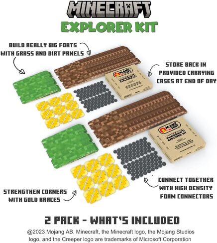 Minecraft Explorer Kit - Build Minecraft in The Real World - Endless Play for Ages 8 and Up - Build Forts, Mazes, Tunnels, and More - Durable, Reusable, and Made in USA (1 Pack) in Saudi Arabia