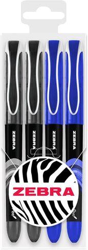 Zebra Fuente - Disposable Fountain Pen - 1.0mm Fine Nib 0.6mm Line Width - Wallet of 4 (Black and Blue) in Saudi Arabia