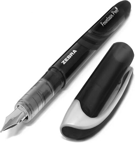 Zebra Fuente - Disposable Fountain Pen - 1.0mm Fine Nib 0.6mm Line Width - Wallet of 4 (Black and Blue) in Saudi Arabia
