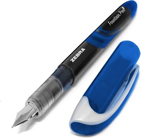 Zebra Fuente - Disposable Fountain Pen - 1.0mm Fine Nib 0.6mm Line Width - Wallet of 4 (Black and Blue) in Saudi Arabia