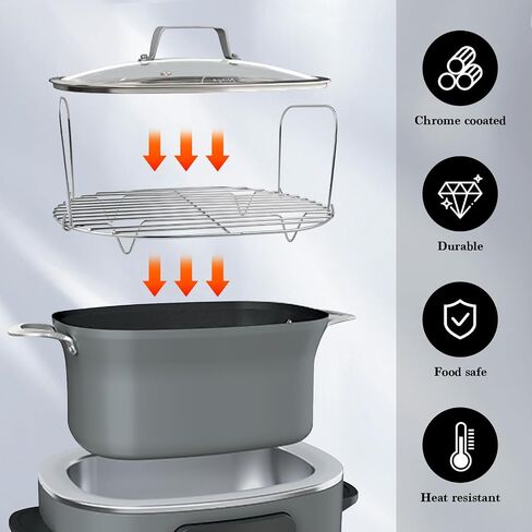 رف البخار والشواء المطلي بالكورم - متوافق مع ملحقات رف البخار من سلسلة Ninja Foodi Possible Cooker Pro 8.5 Qt MC1000، MC1001، MC1010 in Saudi Arabia