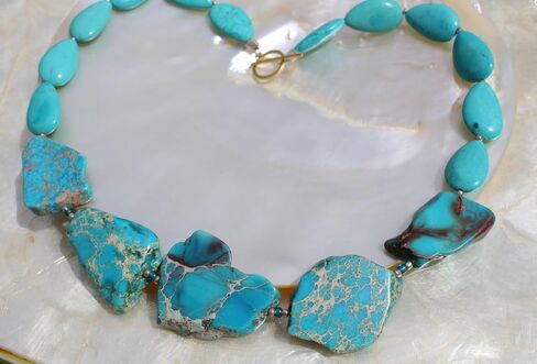 5pcs Adabele Natural Grade A Turquoise Blue Impression Aqua Terra Jasper Loose Beads 15-45mm Large Smooth Free Form Sea Sediment Healing Gemstone Flat Slab Bead (Hole Size 1.1mm) GX7 in Saudi Arabia