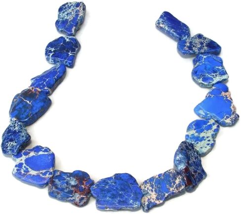 5pcs Adabele Natural Grade A Turquoise Blue Impression Aqua Terra Jasper Loose Beads 15-45mm Large Smooth Free Form Sea Sediment Healing Gemstone Flat Slab Bead (Hole Size 1.1mm) GX7 in Saudi Arabia