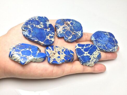 5pcs Adabele Natural Grade A Turquoise Blue Impression Aqua Terra Jasper Loose Beads 15-45mm Large Smooth Free Form Sea Sediment Healing Gemstone Flat Slab Bead (Hole Size 1.1mm) GX7 in Saudi Arabia