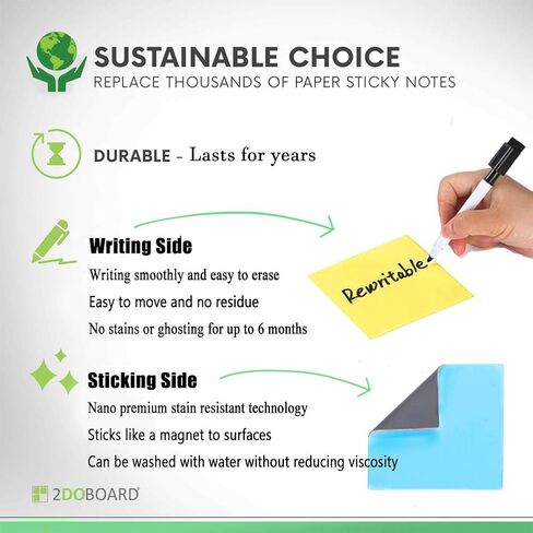 Dry Erase Sticky Notes | Reusable Small Whiteboard Stickers (4X4 in) Suitable for All Smooth Surface Washable & Removable Easy to Post for Office, Home, Eco-Friendly, 8 Colors in Saudi Arabia