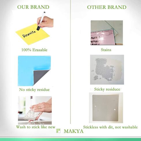 Dry Erase Sticky Notes | Reusable Small Whiteboard Stickers (4X4 in) Suitable for All Smooth Surface Washable & Removable Easy to Post for Office, Home, Eco-Friendly, 8 Colors in Saudi Arabia
