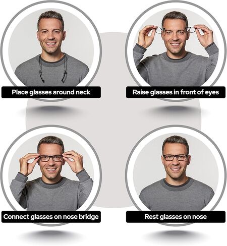 نظارات القراءة المغناطيسية من كليك، قارئات الكمبيوتر، عدسات قابلة للاستبدال، هياكل قابلة للتعديل، أصلية، (شفافة، تكبير 1.75) in Kuwait