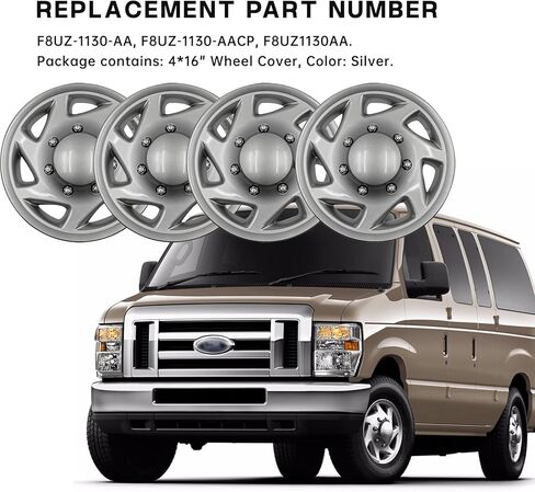 غطاء غطاء محور العجلة F8UZ-1130-AA مقاس 16 بوصة متوافق مع 1998-2023 Ford Econoline E250 E350 E450 F8UZ-1130-AA F8UZ-1130-AACP in Kuwait