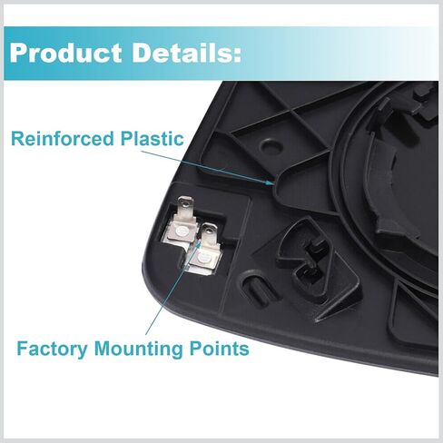 LR017067 زجاج مرآة باب الرؤية الخلفية الخارجي - مدفأ - محدب - جانب الراكب الأيمن - بديل لسيارة Land Rover LR2 LR3 RR Sport in Kuwait