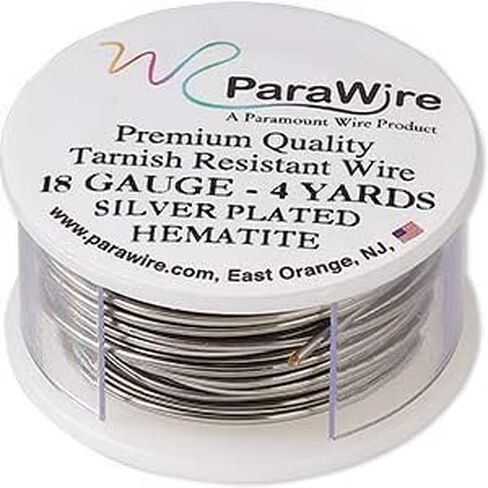 ParaWire Premium Quality Hematite Color Finished Silver Plated Copper Craft Wire 18 Gauge 4 Yards Clear Protective Coating in Saudi Arabia